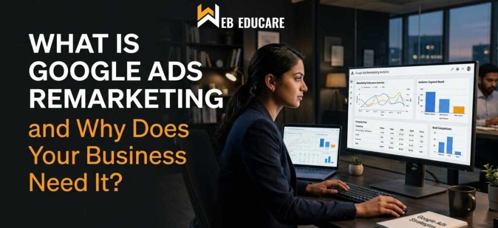 Google Ads remarketing dashboard showing returning website visitors and campaign performance
